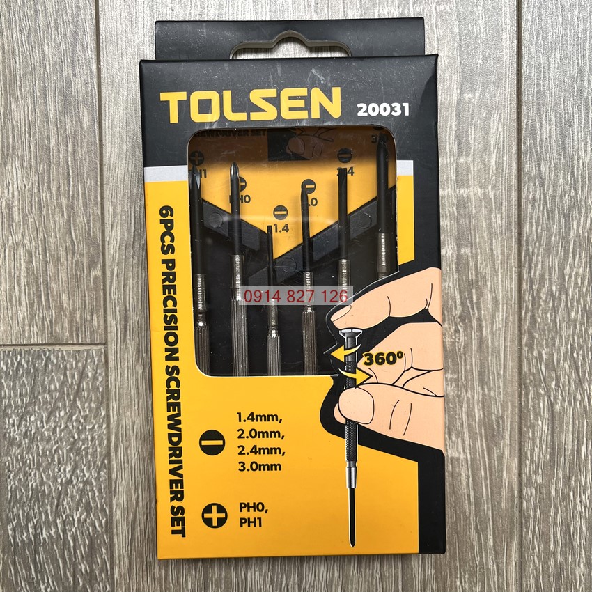 Bộ Tua Vít Đa Năng hãng TOLSEN 6 cỡ chi tiết chuyên sửa điện thoại, laptop, đồ điện