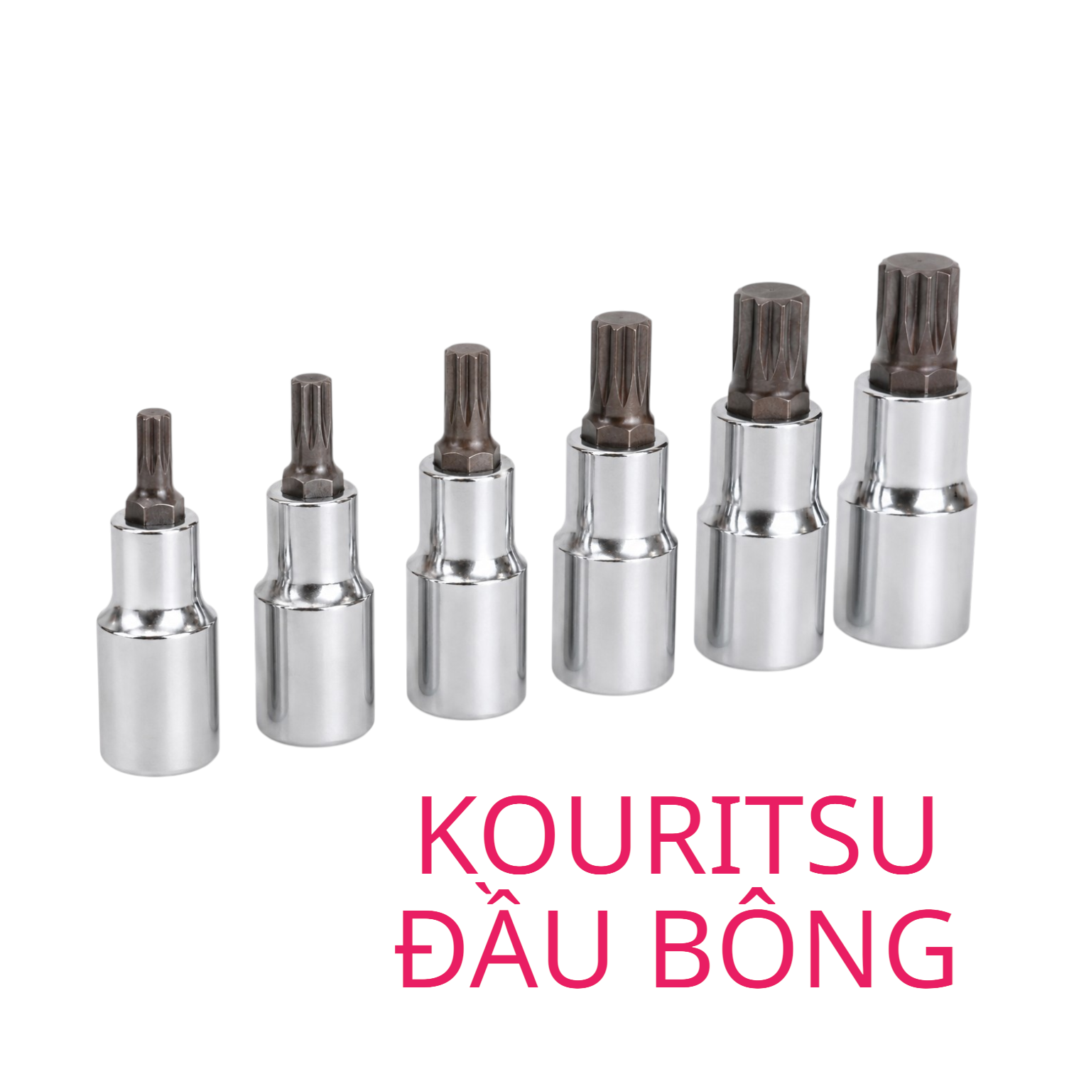 Đầu Tuýp Bông 12 Cánh KOURITSU Thép Cr-V Cứng Cáp - Khắc Chìm Thông Số Đủ Cỡ M5 Đến M14, BH 12 tháng