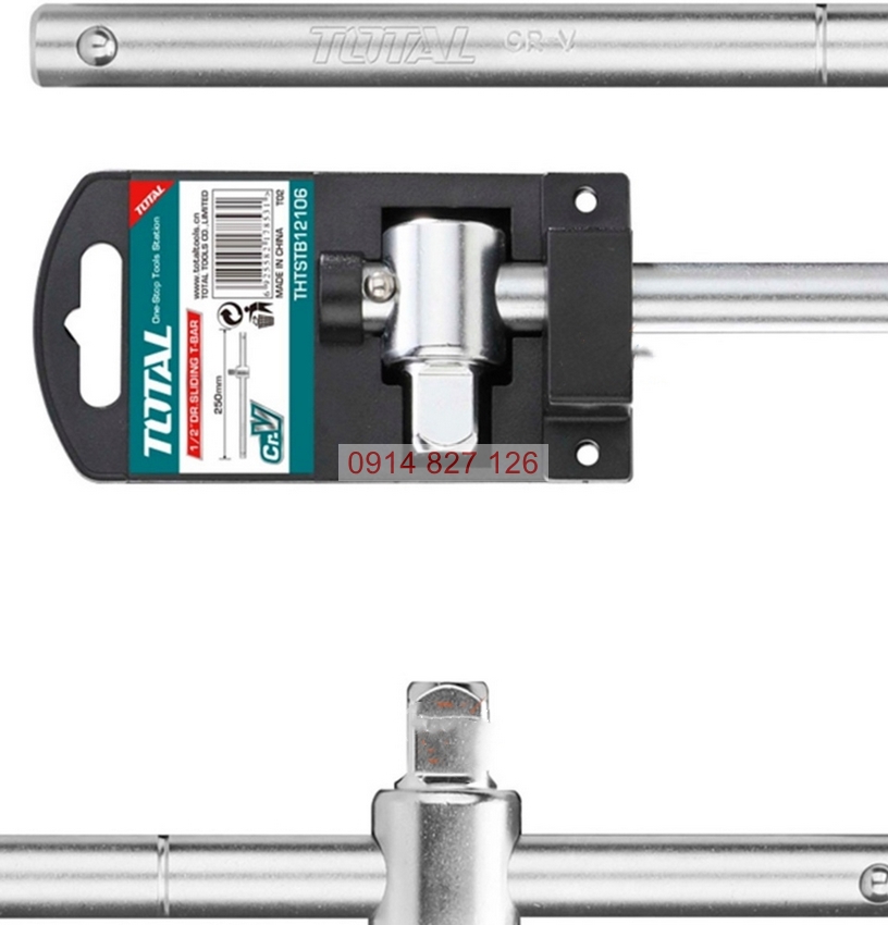 Cần siết trượt chữ T 1/2 inch TOTAL THTSTB12106 dài 250mm, thép CR-V chịu lực
