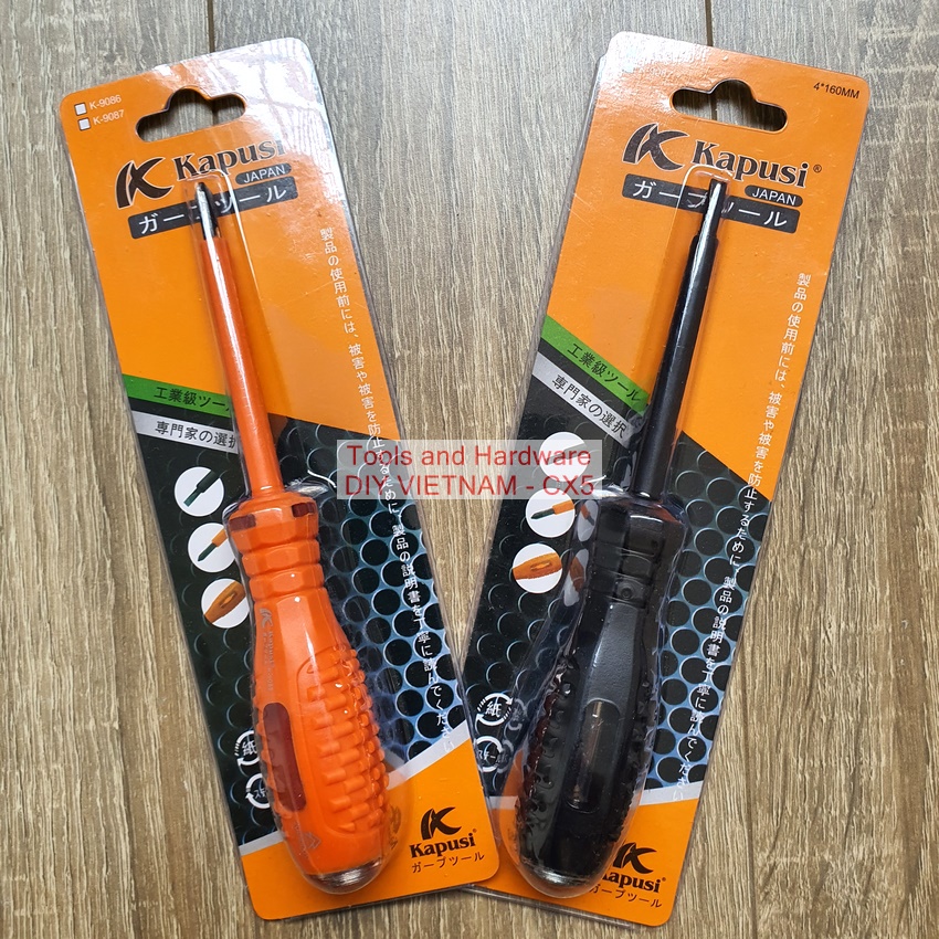 Bút thử điện cao cấp hãng Kapusi K-9086 đã kiểm định chất lượng, đầu dẹt, thân bọc cao su cách điện