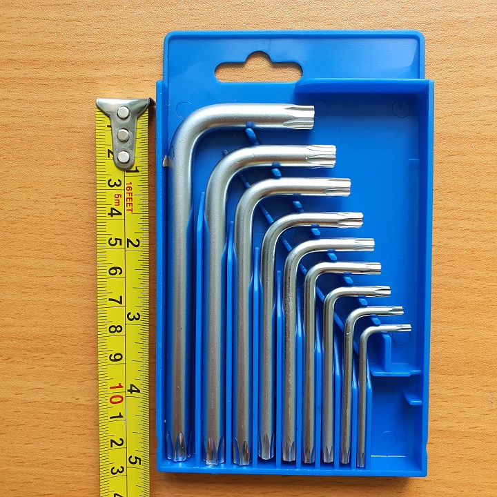 Bộ lục giác hoa thị ngắn Kouritsu 9 cây từ T10-T50 - thép CVR cao cấp, phù hợp với nhiều loại bulong, ốc vít (Bộ lục giác bông)