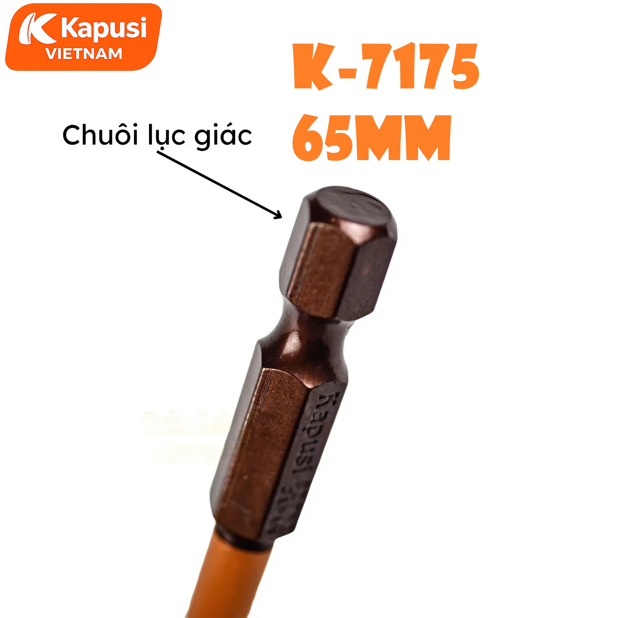 Mũi Bắt Vít 1 Đầu Cỡ 65mm Chân Lục Giác Kapusi K-7175 Thép S2 Nâu Cao Cấp Đầu Bốn Cạnh PH2 Chịu Lực Momen Xoắn Cao BH12T