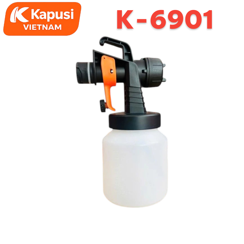 Súng Phun Sơn Dùng Pin 21V Kapusi K-6901 Cốc Chứa 800ml - Máy Phun Sơn Cầm Tay Không Dây Đa Năng 4 Đầu Phun Tiện Lợi