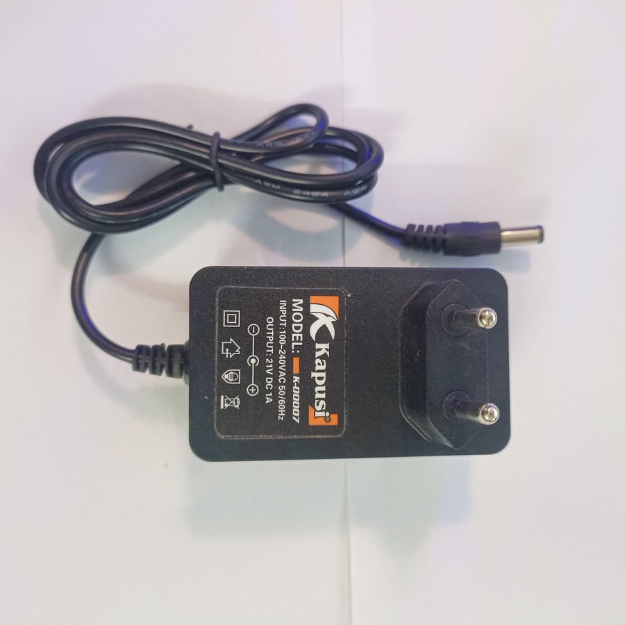 Sạc Pin 21V Kapusi 0.8A K-00007 & 1.3A K-00008 tự động ngắt khi đầy, có đèn báo sạc