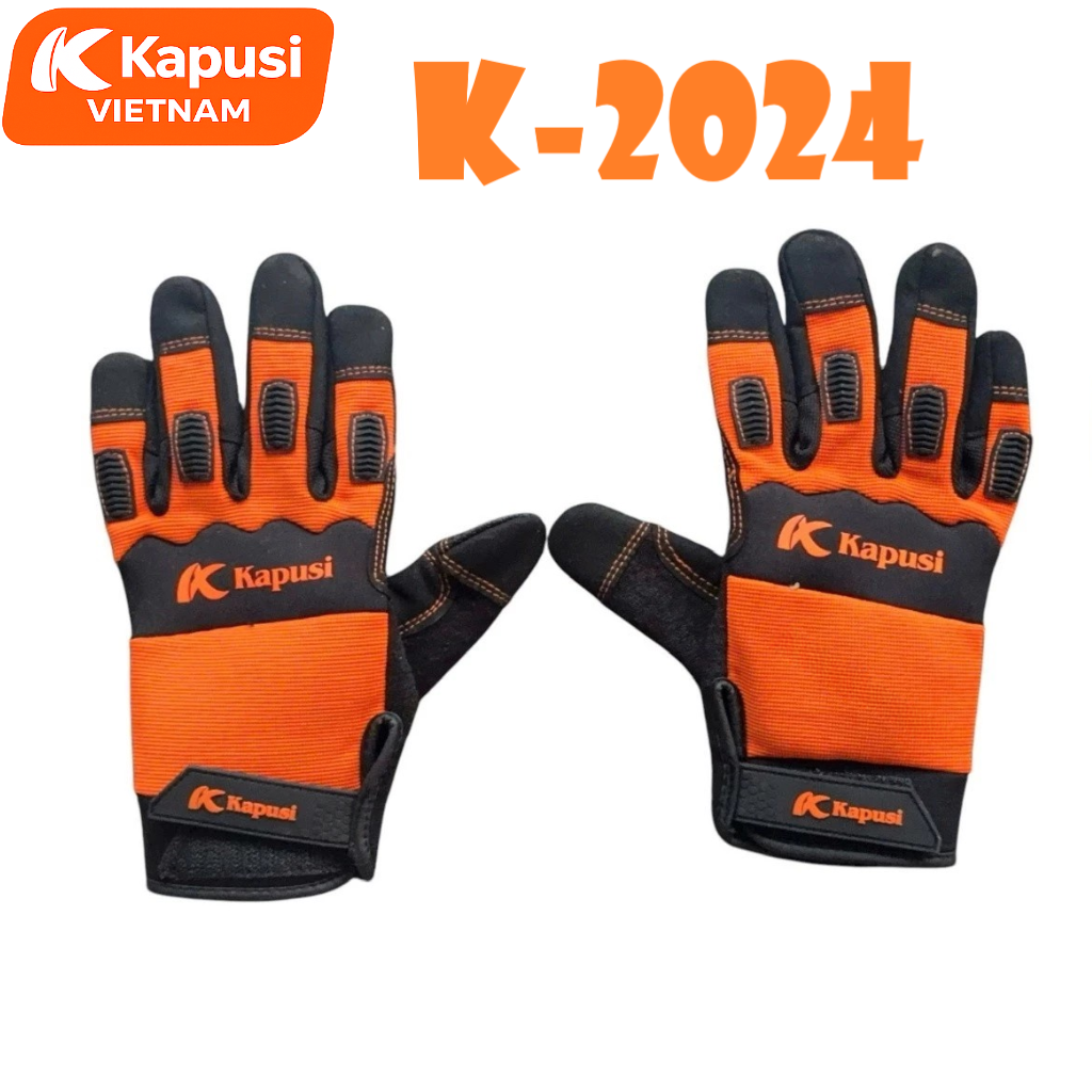 Găng Tay Da Bảo Hộ Hạng Nặng KAPUSI K-2024 Đỏ Đen Chống Cắt Chống Đâm Xuyên Chống Rung Giảm Chấn Cho Thợ Xây Dựng, BH12T