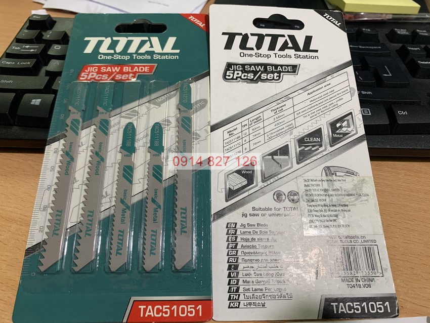 Bộ 5 lưỡi cưa lọng TOTAL TAC51051 chất liệu hợp kim siêu bền, dễ dàng cắt kim loại
