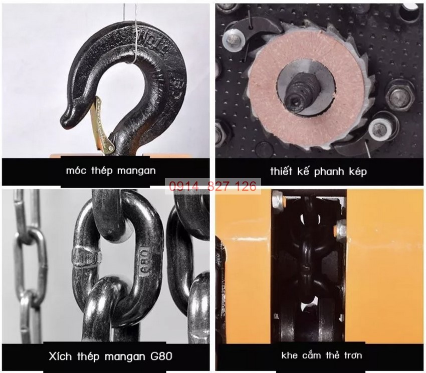 Pa lăng xích 3 tấn KAPUSI K-6859, độ dài xích 6m hợp kim thép cứng chắc chịu tải lớn