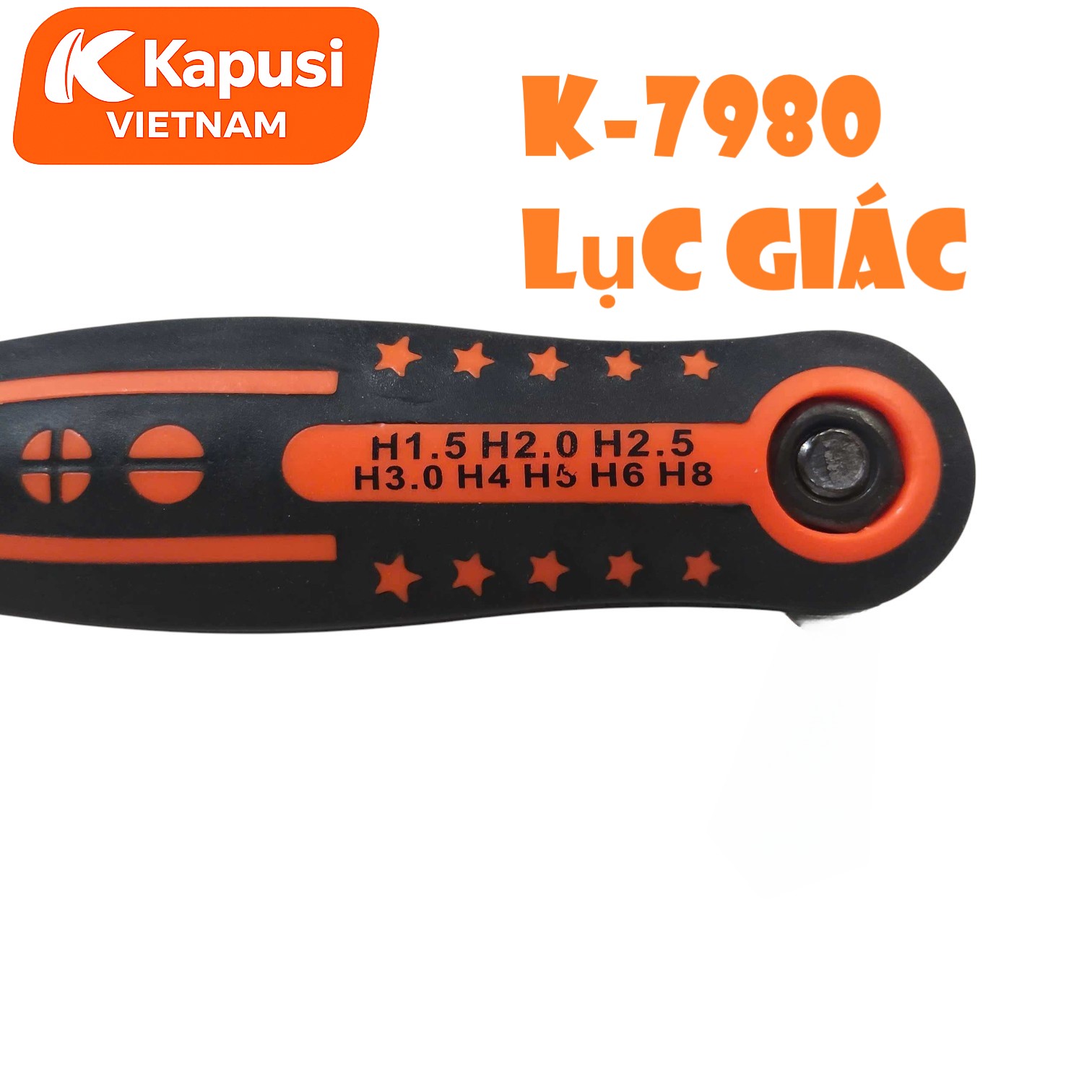 Bộ Lục Giác Xếp Hệ Mét 1.5-8mm Kapusi K-7980 - Dụng Cụ Vặn Lục Giác Đa Năng Thân Bọc Cao Su Chống Trượt Cao Cấp, BH 12T