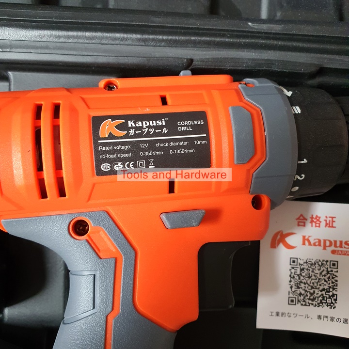 Máy khoan pin hãng Kapusi Japan cao cấp 12V không chổi than, Mô tơ lõi đồng
