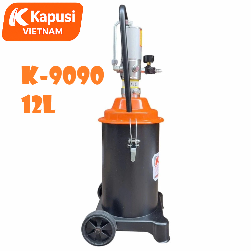 Máy Bơm Mỡ Khí Nén 12L Kapusi K-9090 - Thùng Bơm Mỡ Bằng Hơi Công Nghiệp Tỷ Lệ 50:1 Chính Hãng Tiêu Chuẩn ISO 9001,BH12T