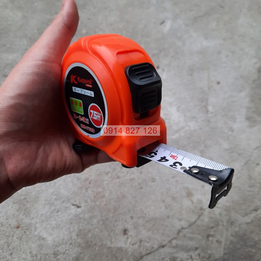 Thước rút, thước cuộn thép KAPUSI Nhật Bản, vỏ chống sốc, số sắc nét, 2 chế độ, Bh 12 thángdiy-vietnam