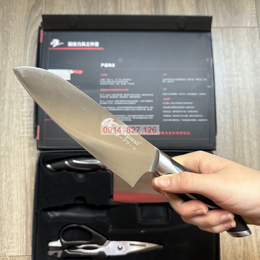 Bộ dao kéo nhà bếp đa năng KAPUSI Nhật Bản cán kim loại