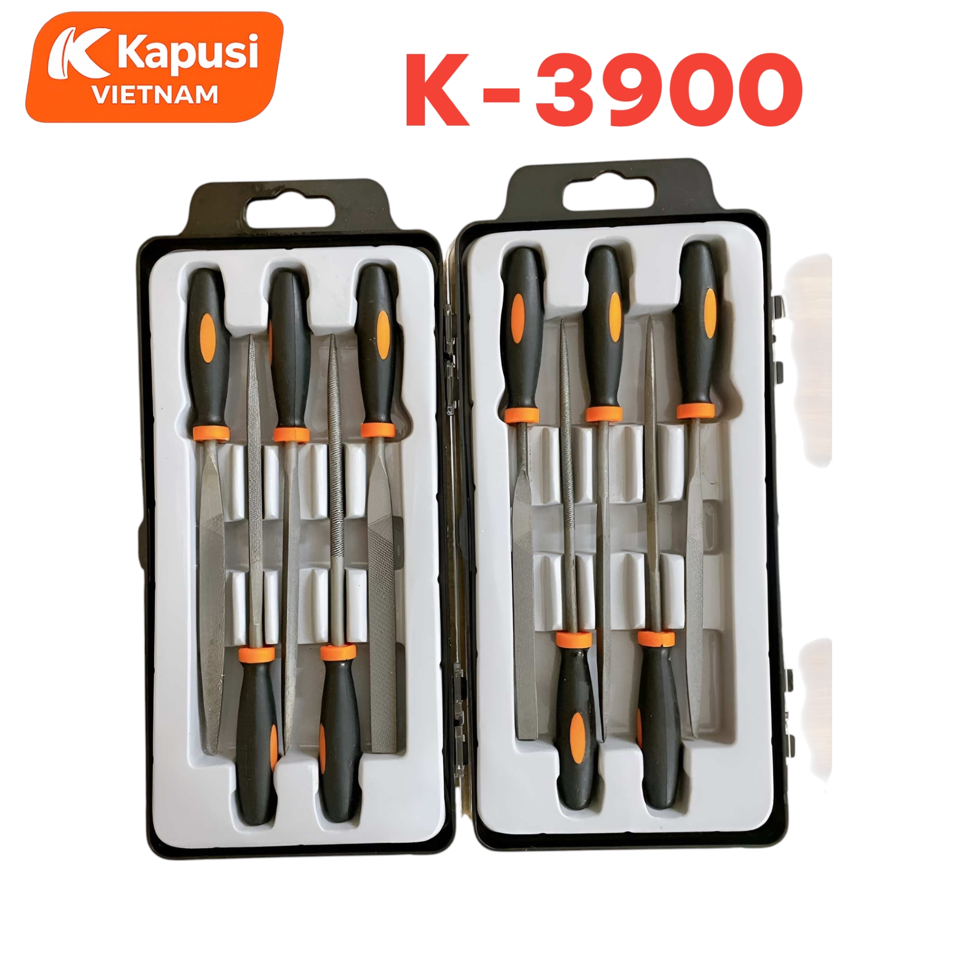 Bộ Dũa Hợp Kim 5 Chi Tiết 5x180mm Kapusi K-3900 Cán Nhựa TPR Cao Cấp Nhiều Hình Dáng Tiện Lợi, BH 12 tháng