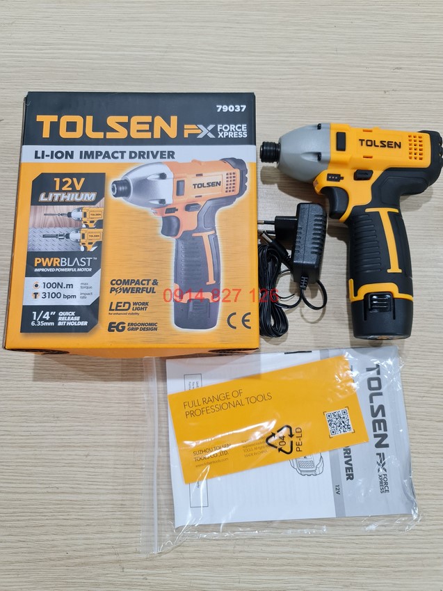 Máy bắt vít TOLSEN 79037 12V nhỏ gọn tốc độ khỏe 2.800 vòng và 100Nm momen xoắn