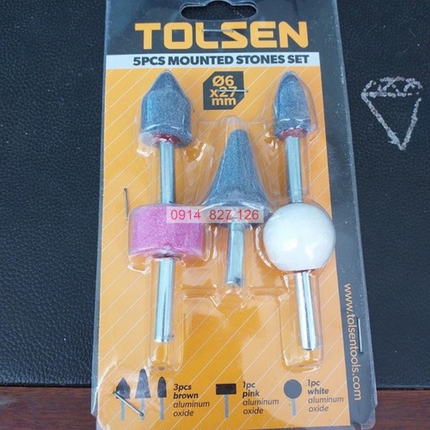Bộ 5 mũi đá mài TOLSEN 77110, Chất liệu đá có khả năng chống biến dạng