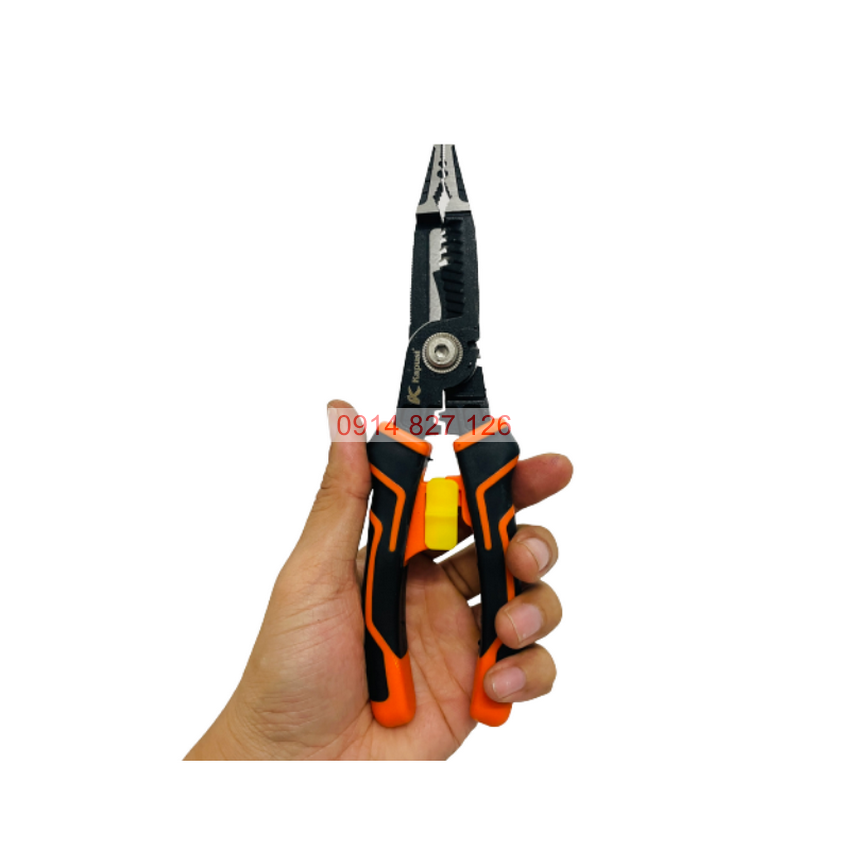 Kìm cắt tuốt dây điện đa năng KAPUSI K-9102 210mm 6 trong 1 kẹp-cắt-vặn-tuốt dây
