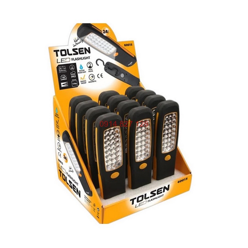 Đèn làm việc, dã ngoại cắm trại du lịch 24 bóng LED Tolsen  60015,  có 3 pin AA-CHÍNH HÃNG