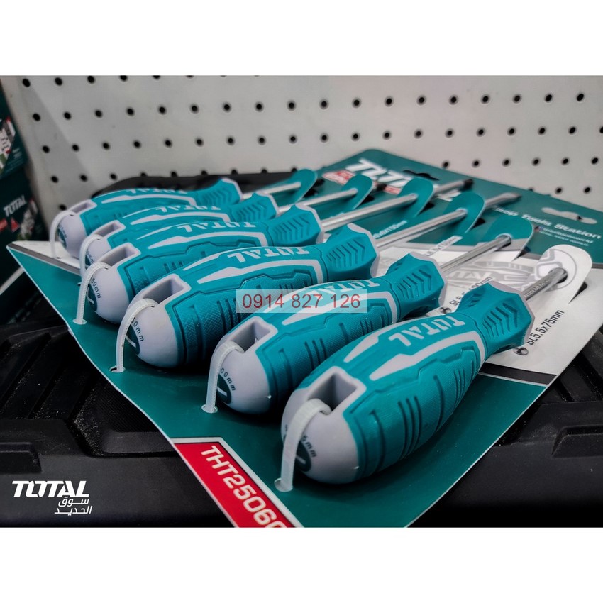 Bộ 6 tua vít TOTAL THT250606 tay cầm thiết kế nhỏ dọn, đuôi tròn