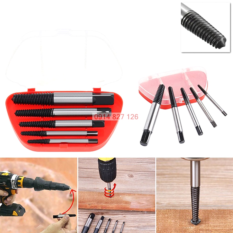[FreeShip] Bộ tháo bu lông ốc vít gãy 6 cây (3-22mm) hãng Kapusi thương hiệu Nhật Bản, BH 12 tháng, Bộ nhổ ốc gãy