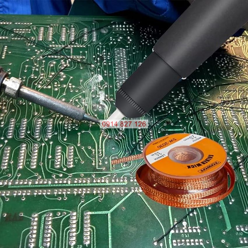 Hút thiếc K-8053 KAPUSI dài 330mm, lõi kim loại chống tĩnh điện, nhựa chịu nhiệt