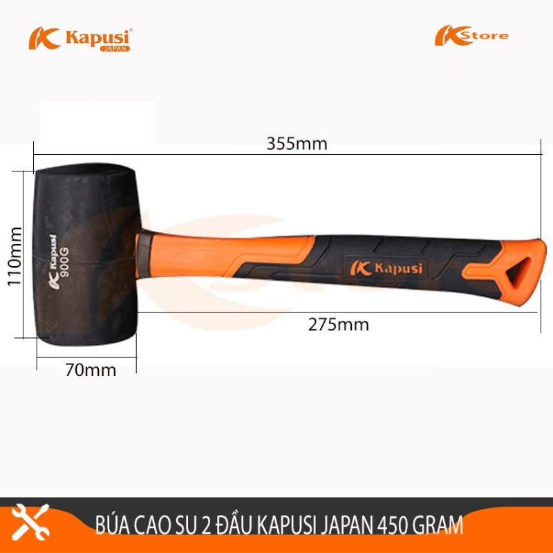 Búa cao su xây dựng K-0376, K-0377, K-0378 Hãng Kapusi cán nhựa các cỡ từ 450gr - 680gr
