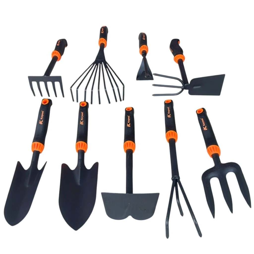 Bộ Dụng Cụ Làm Vườn Mini Kapusi K-8635 6 chi tiết, K-8636 9 chi tiết thép sơn tĩnh điện, Tay Cầm Nhựa ABS, Bh 12 tháng