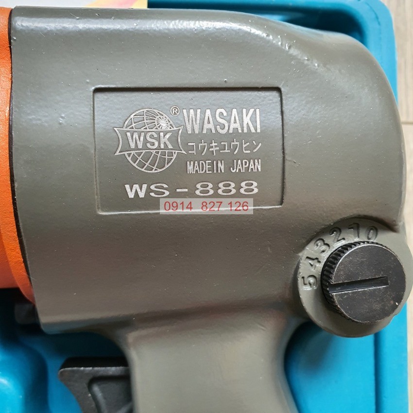 Bộ Máy bắn bulong kèm khẩu hãng WASAKI Nhật Bản 2 búa khí nén hệ 1/2 inch lực siết max 650Nm, BH 24 tháng diy-vietnam