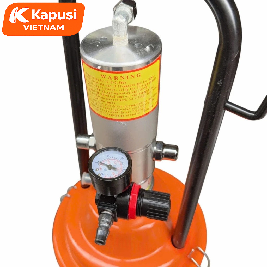 Máy Bơm Mỡ Khí Nén 12L Kapusi K-9090 - Thùng Bơm Mỡ Bằng Hơi Công Nghiệp Tỷ Lệ 50:1 Chính Hãng Tiêu Chuẩn ISO 9001,BH12T