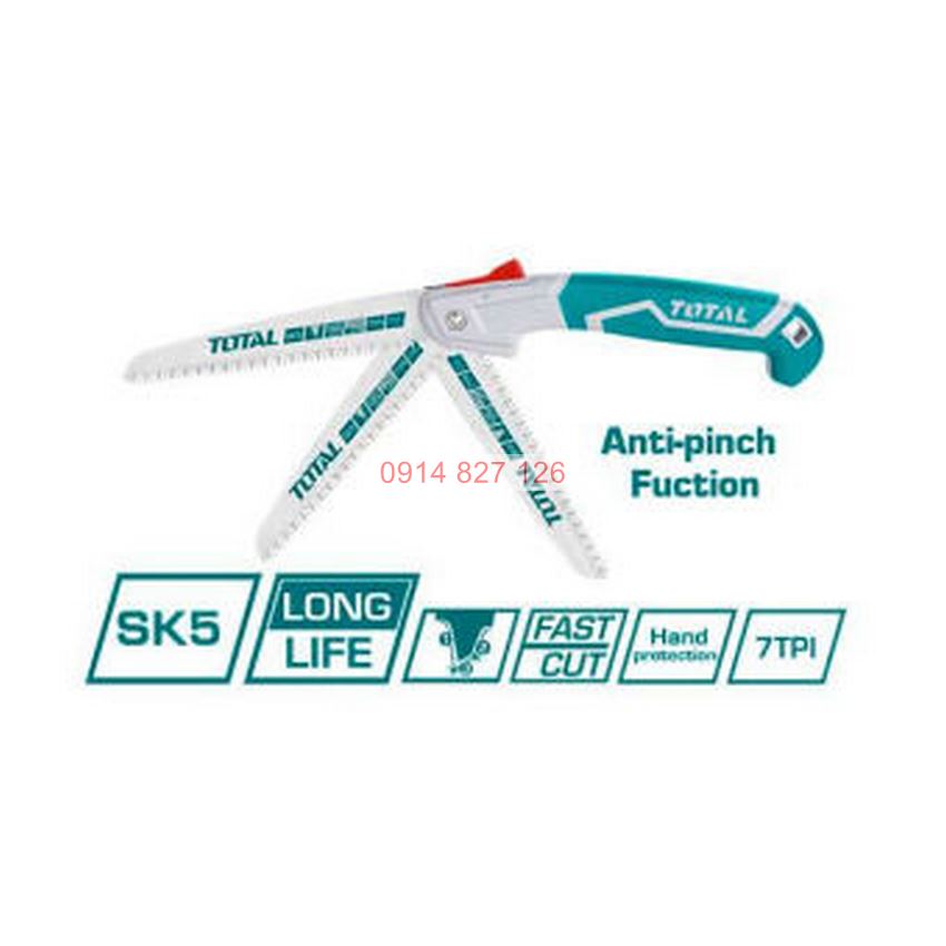 Cưa cành cầm tay dạng xếp TOTAL THFSW1806 7inch, sắc bén, lưỡi cưa SK5, chống cong gãy