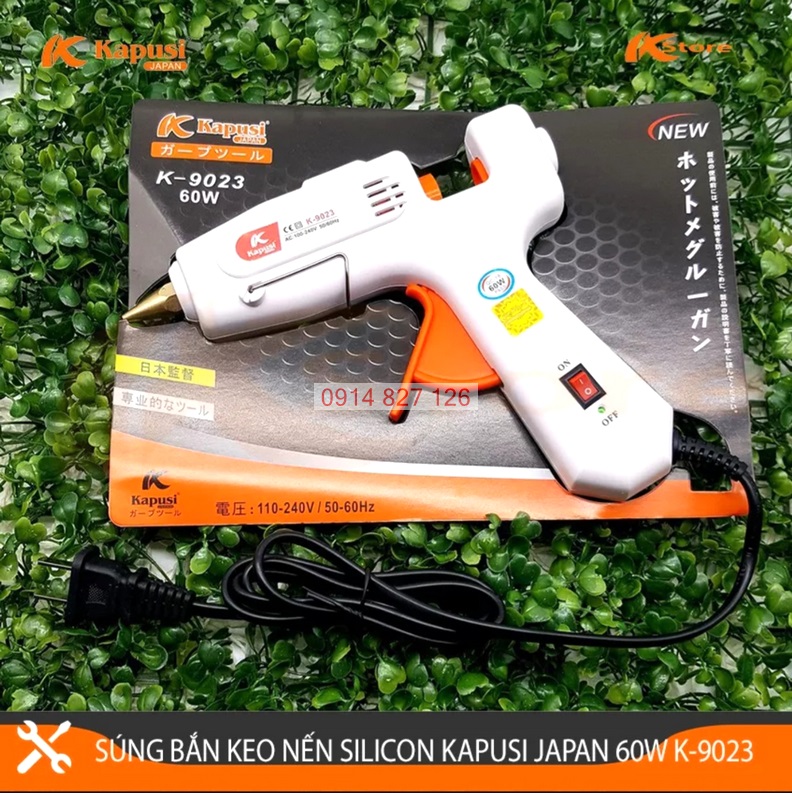 Dụng cụ bắn keo nến silicon cầm tay 20W - 60W Kapusi JAPAN, Có bán kèm keo nến (Máy bắn keo nến) Model: K-9027 và K-9023