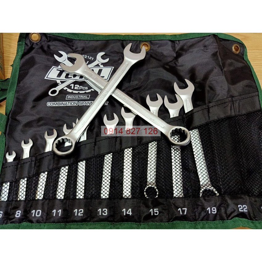 Bộ cờ lê vòng miệng gồm 12 chi tiết cỡ từ 6-24mm TOTAL THT1022121
