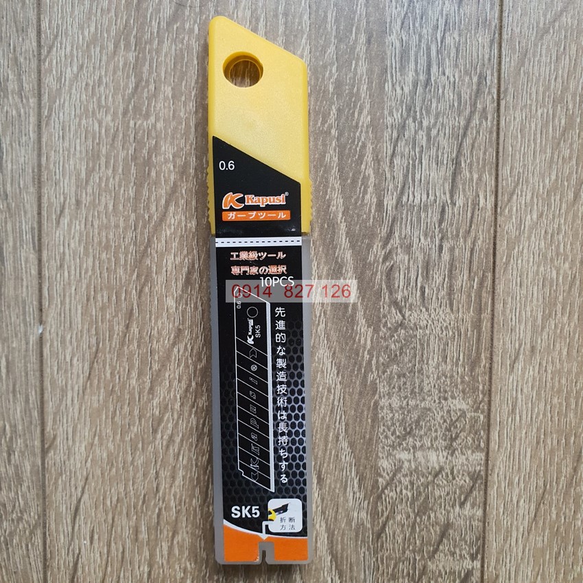 Hộp 100 lưỡi dao rọc giấy đen thay thế hãng KAPUSI Nhật Bản  K-8770