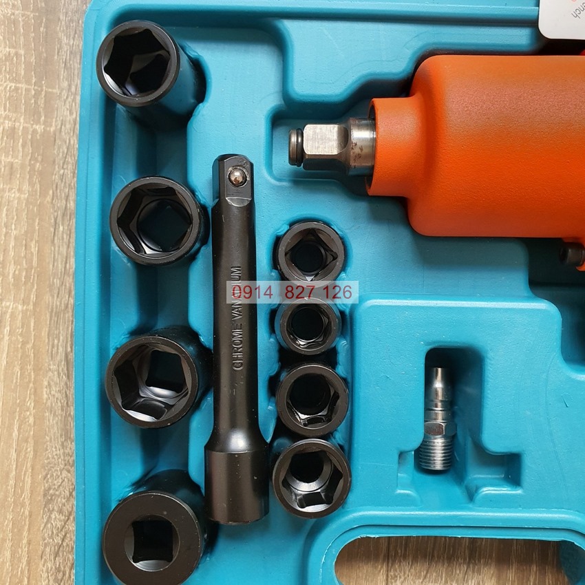Bộ Máy bắn bulong kèm khẩu hãng WASAKI Nhật Bản 2 búa khí nén hệ 1/2 inch lực siết max 650Nm, BH 24 tháng diy-vietnam
