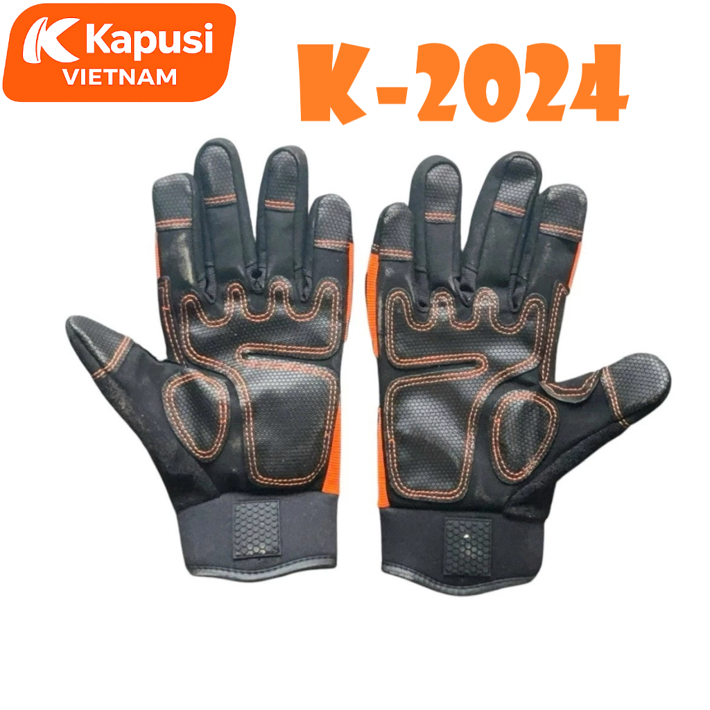 Găng Tay Da Bảo Hộ Hạng Nặng KAPUSI K-2024 Đỏ Đen Chống Cắt Chống Đâm Xuyên Chống Rung Giảm Chấn Cho Thợ Xây Dựng, BH12T