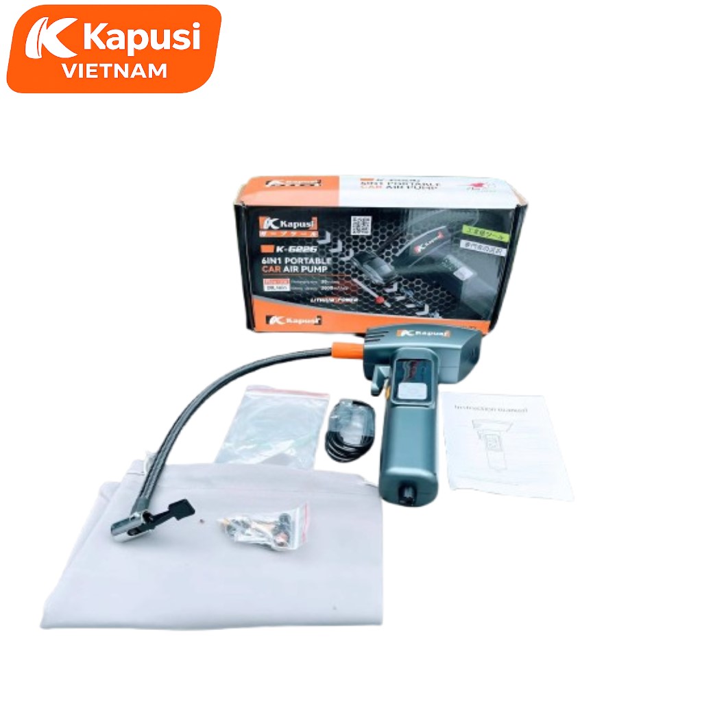 Bơm Điện Tử Cầm Tay KAPUSI K-6226 Pin Lithium Sạc Nhanh 20 Phút - Có Màn Hình LED Tự Ngắt Khi Đủ Áp Suất, BH 12 tháng
