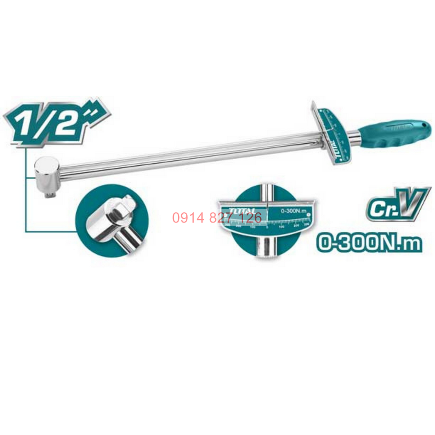 Cần siết lực 1/2 inch TOTAL THPTW300N2, thép CR-V chịu lực, chịu nhiệt