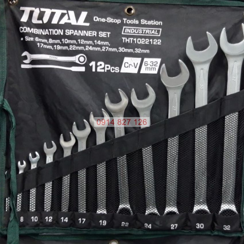 Bộ cờ lê vòng miệng gồm 12 chi tiết cỡ từ 6-32mm TOTAL THT1022122