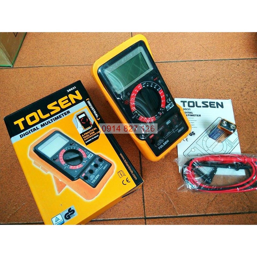 Đồng hồ đo điện vạn năng TOLSEN 38031, nguồn điện: 1,5V; 9V; IEC-61010