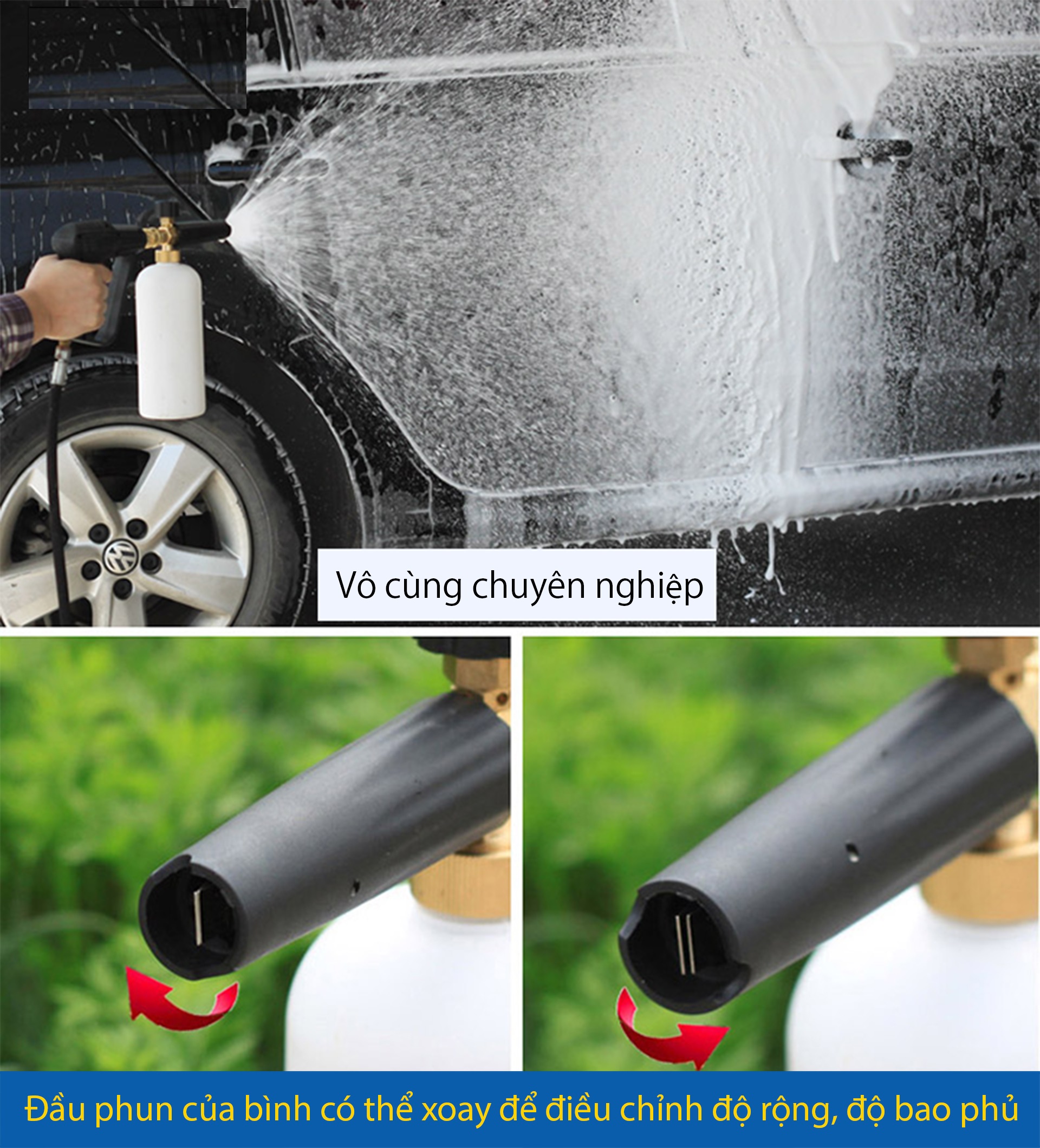 Combo súng xịt rửa xe và bình tạo bọt tuyết cao cấp cho máy rửa xe áp lực cao