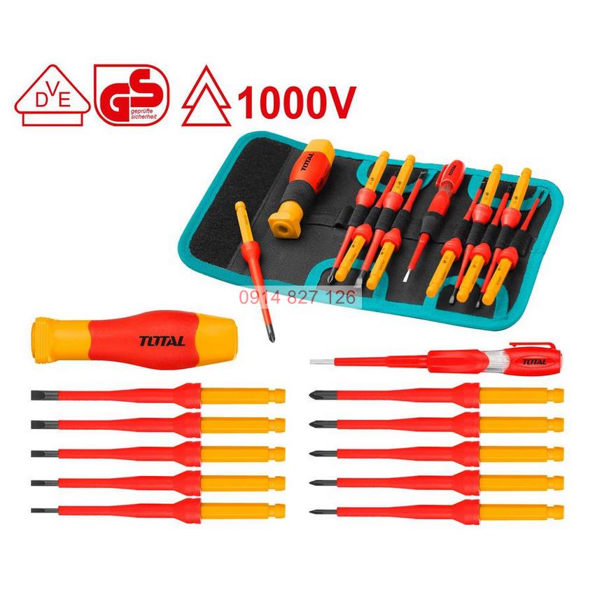 Bộ tua vít đa năng TOTAL THTIS5106 cách điện 1000V, 10 chi tiết, có thể hoán đổi đầu vít