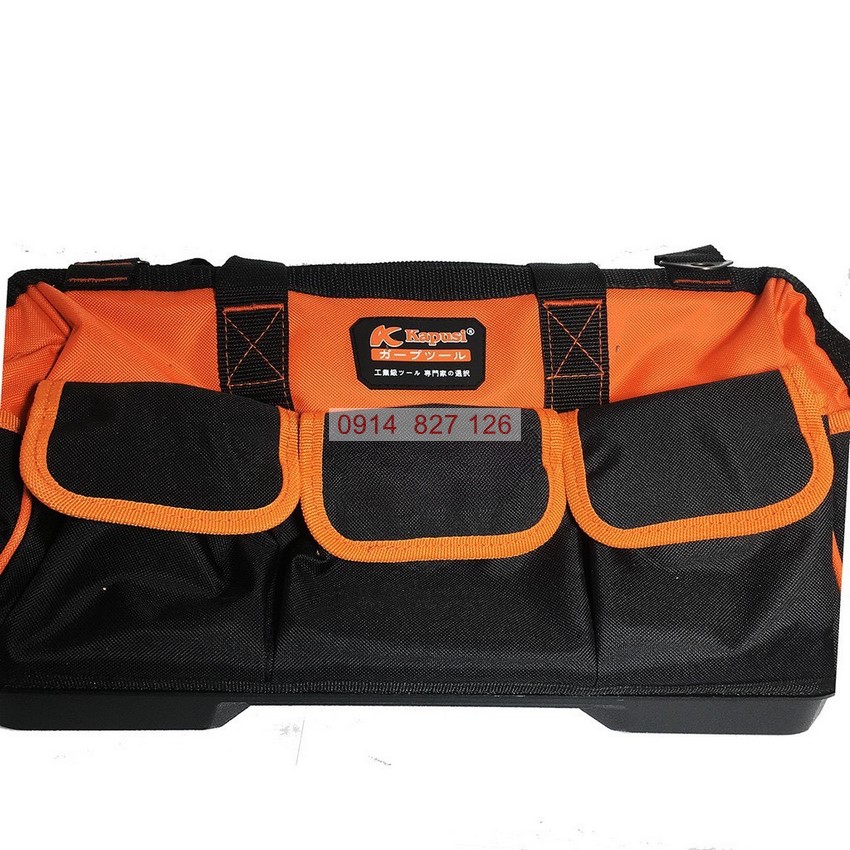 Túi đồ nghề KAPUSI Nhật Bản cỡ 38-43-51cm kèm 8 túi phụ, vải dù và đáy nhựa cứng