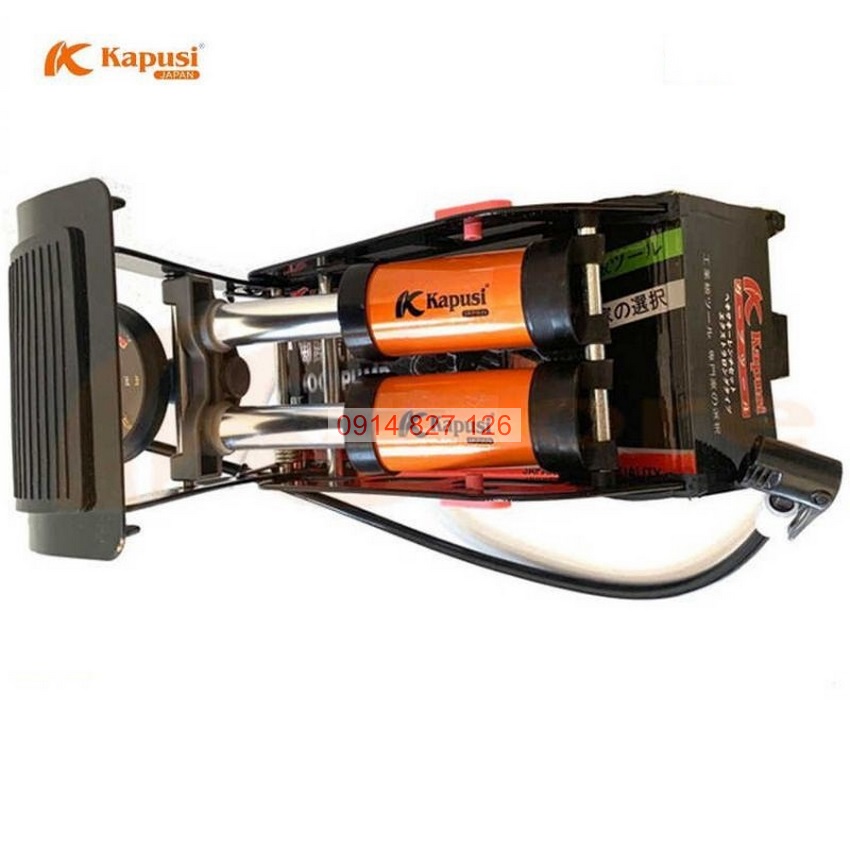 Bơm đạp chân 2 ống nén khí K-3036 KAPUSI 2 Pitton, công suất 15kg/cm3, đa năng