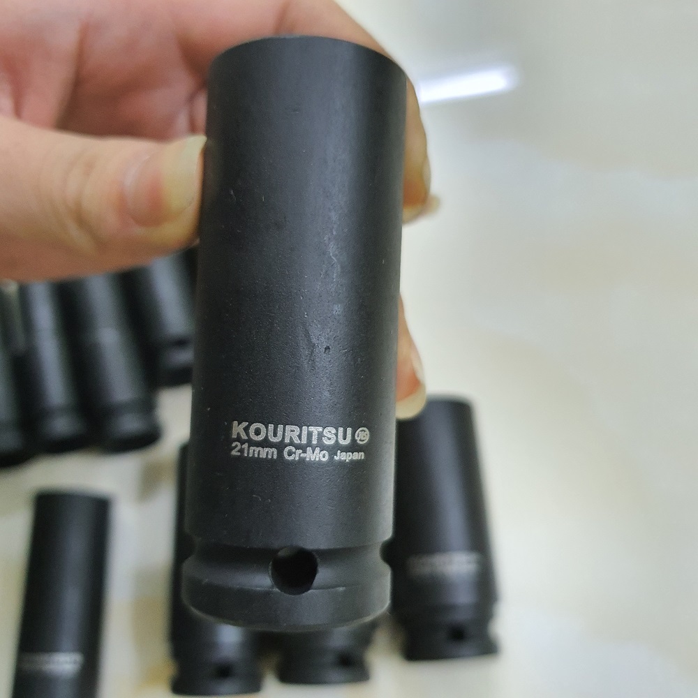 Đầu Khẩu Đen Dài 1/2 Inch KOURITSU Thép Cr-Mo Siêu Cứng - Đầu Tuýp Đen Bắn Súng 1/2 Đủ Cỡ 10-24mm BH 12 Tháng