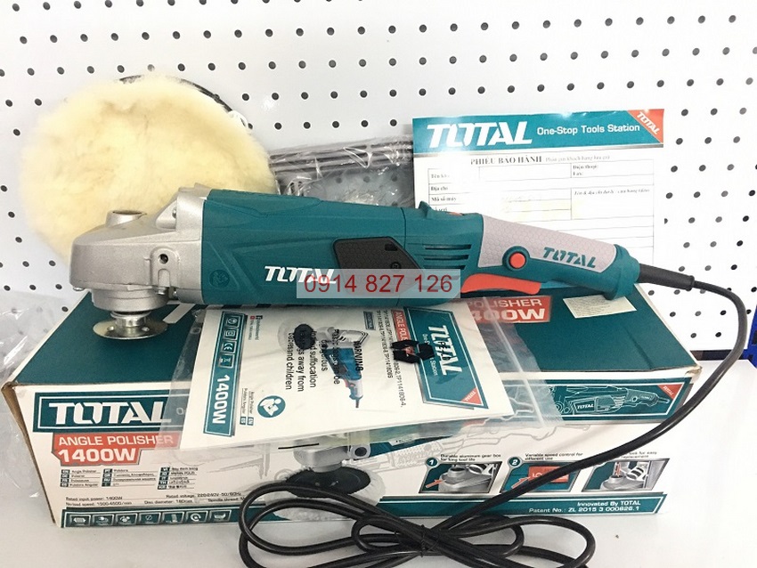 Máy đánh bóng 1400W Total TP1141806-2 tương thích với các loại đĩa đánh bóng có đường kính 180mm