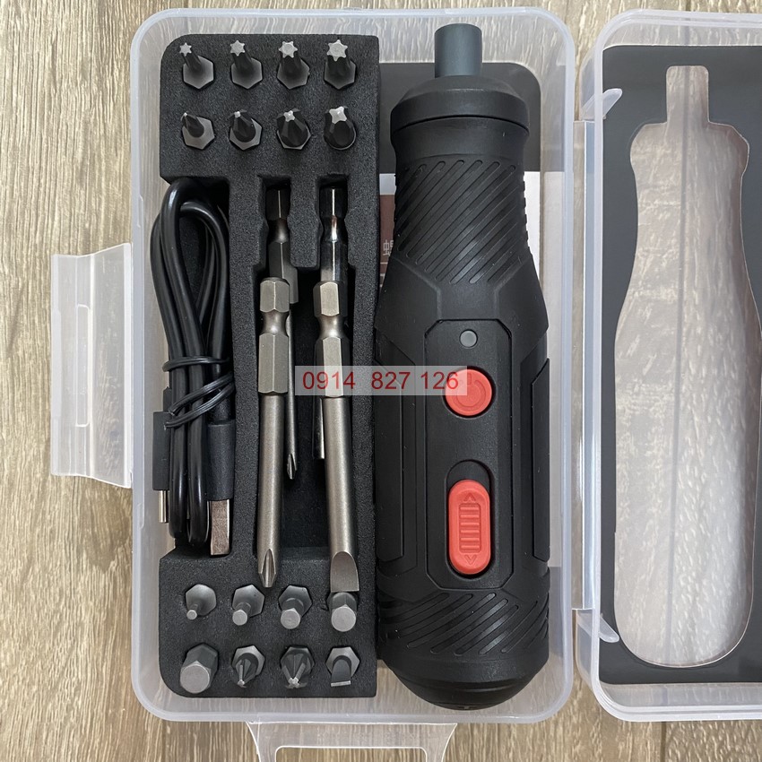 Bộ tua vít pin KAPUSI K-6222 20 đầu vít thay thế, pin sạc cao cấp cổng type C