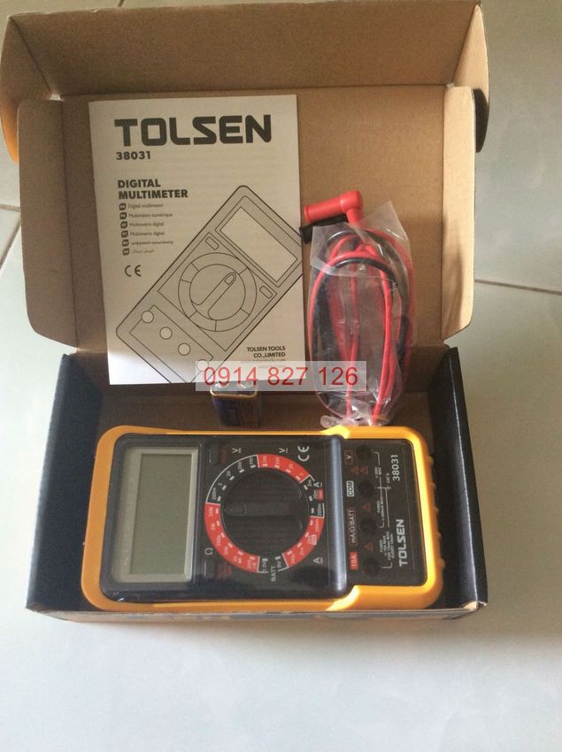 Đồng hồ đo điện vạn năng TOLSEN 38031, nguồn điện: 1,5V; 9V; IEC-61010