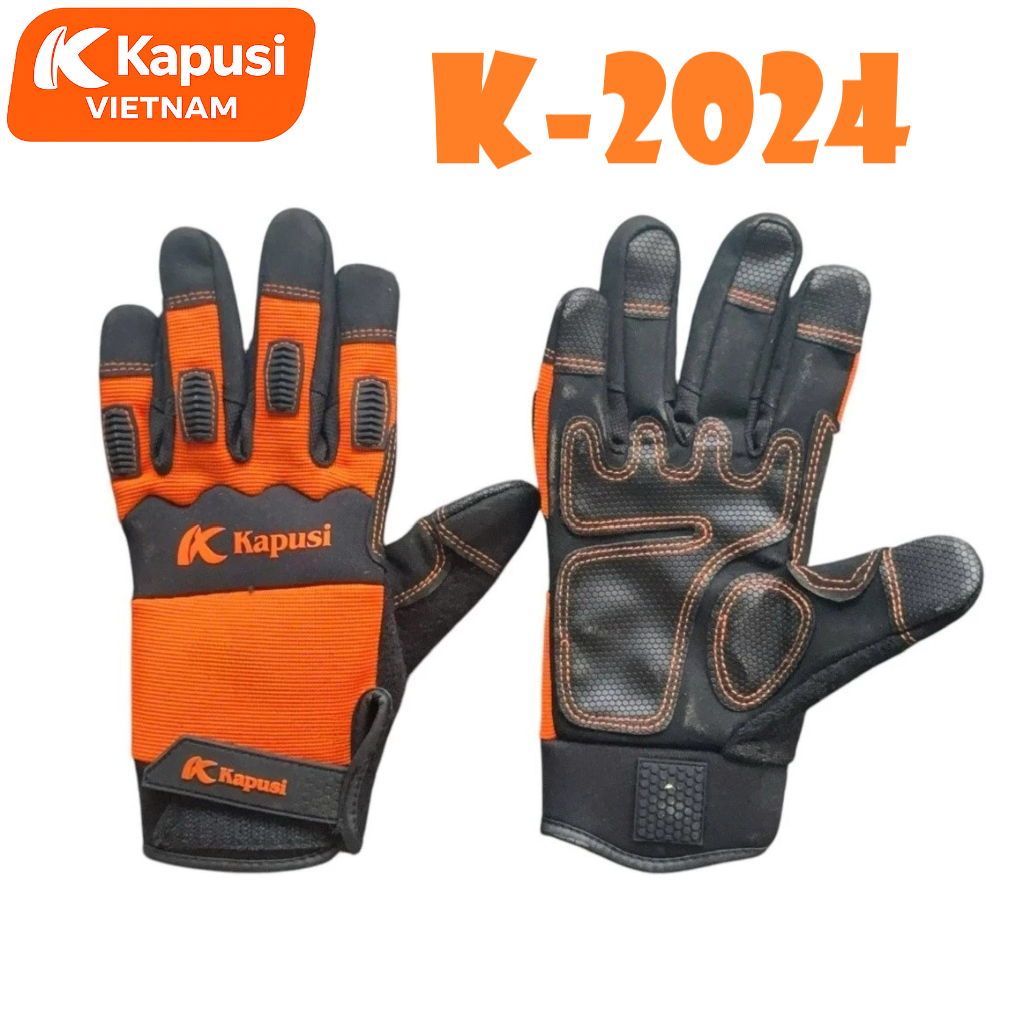 Găng Tay Da Bảo Hộ Hạng Nặng KAPUSI K-2024 Đỏ Đen Chống Cắt Chống Đâm Xuyên Chống Rung Giảm Chấn Cho Thợ Xây Dựng, BH12T