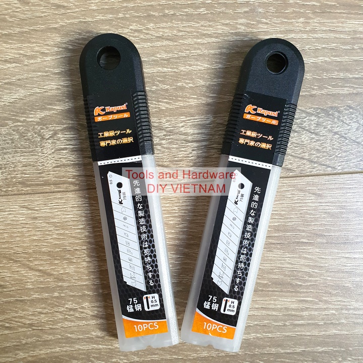 Hộp 10 lưỡi dao rọc giấy thay thế hãng Kapusi Nhật Bản cao cấp