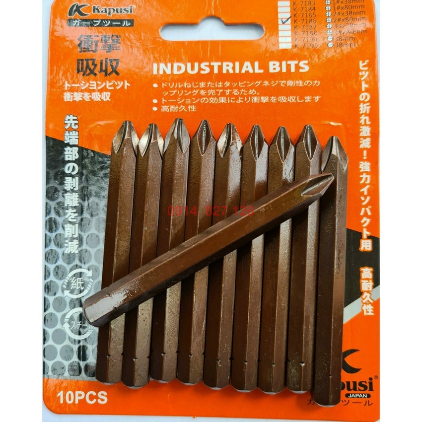 Bộ mũi vít đóng hãng KAPUSI K-7165 bake Ph2 đầu tù K-7165