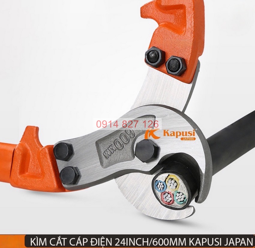 Kìm cắt cáp điện đa năng KAPUSI 18-24inch (K-8211, K-8212), thép cao cấp, cán bọc cao su